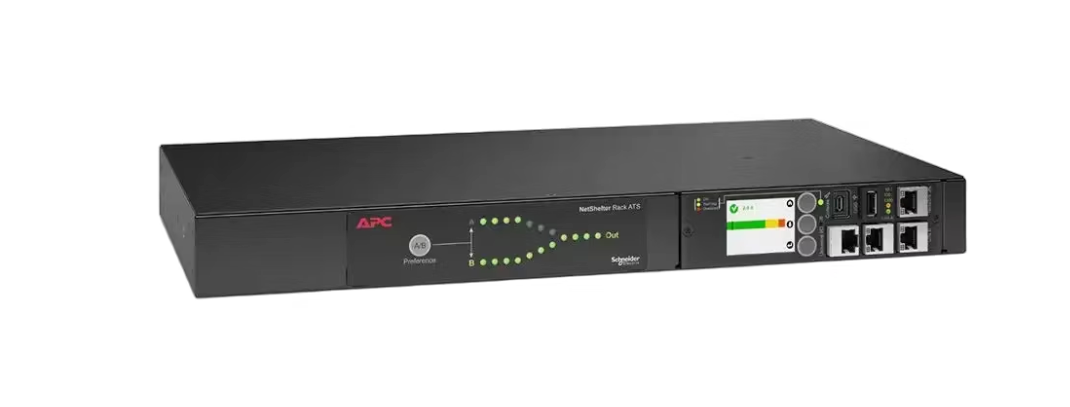 APC Automatische Overdrachtsschakelaar AP4423A – Voorzien Van LCD Kleurendisplay En Overspanningsbeveiliging En 1U Rackmontage – Voor Serverkasten En Datacenters – Zwart Metaal En Kunststof – 3700 VA