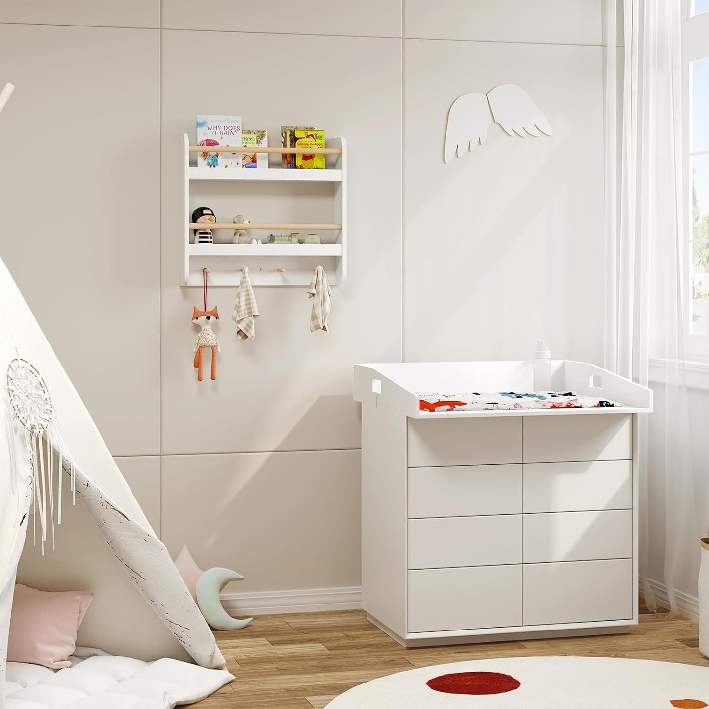 Woltu Kinderboekenplank - MDF - 60 x 55 x 12 cm - Wit