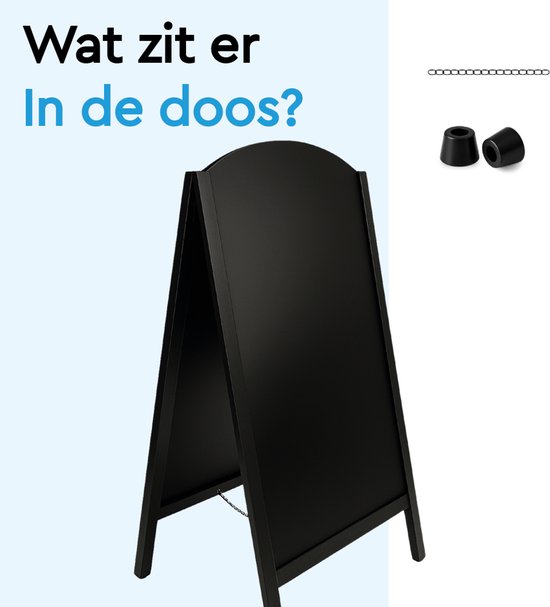 BRASQ Krijtstoepbord Elegance Zwart - 70x130 CM - Krijtbord - Reclamebord - Stoepbord - Dubbelzijdig - voor Binnen en Buiten - Horeca