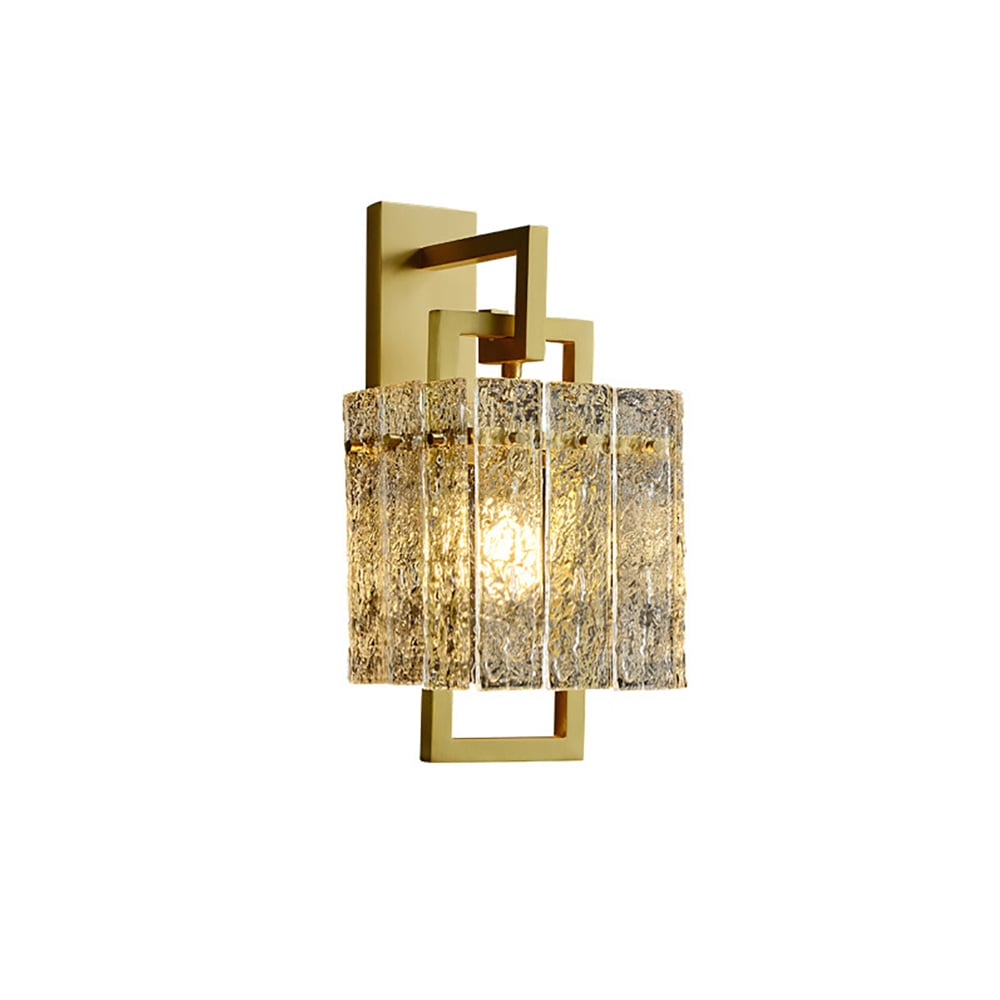 Jewell Wandlamp Modern - Messing - Waterrimpelglas - 1-lichts - Dimbaar - E12 Fitting - 16 x 21 x 39 cm