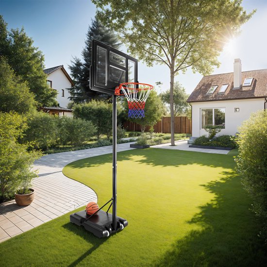 tectake® - Basketbalstandaard 230-305cm basketbalring basketbalsysteem met wielen - incl. bal en pomp