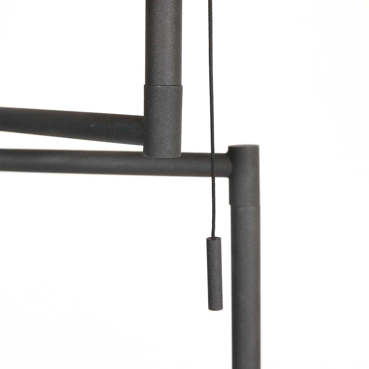 Vloerlamp Bella 3407ZW - Zwart met zwenkarm, uitklapbaar en trekschakelaar - Mexlite - Tijdloos design van kunststof, metaal en elektronica, hoogte 135 cm, reikwijdte 45 cm