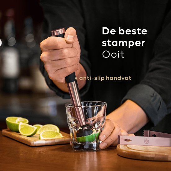 BarDeluxe® Cocktail Set - 12-Delig - Cocktailshaker 750 ml - Roestvrij Staal - Inclusief Luxe Geschenkdoos - Opbergtasje & Receptenboek - Rosé Goud