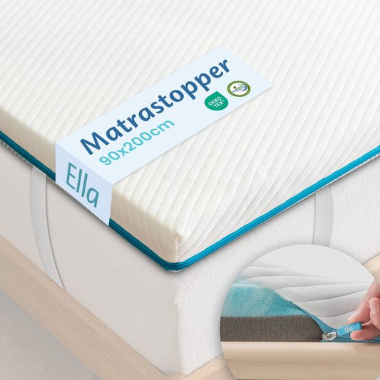EL-Life Topper 90x200 cm - Topdekmatras - Matrastopper - 2 laags, Gel Infused Traagschuim & Aircell-schuim - Topper Matras - Medium Hardheid