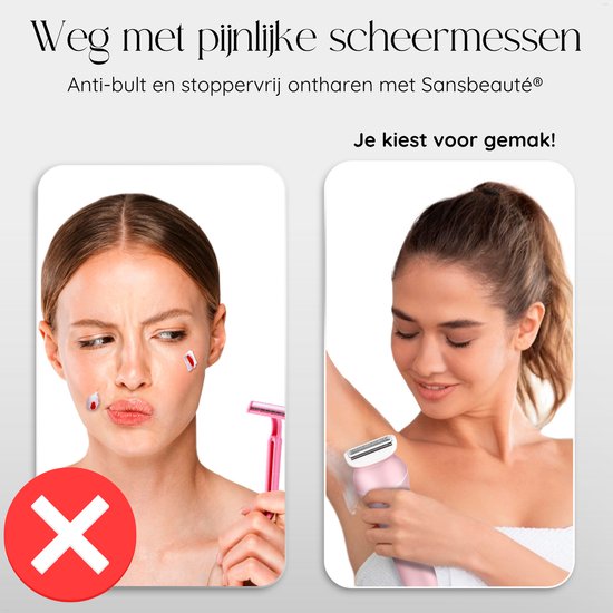 Sansbeauté® 7 in 1 Ladyshave voor Vrouwen - Gezicht - Oksels - Benen - Epilator - Trimmer voor Vrouwen & Dames - Bikinitrimmer Dames - Scheerapparaat Vrouw
