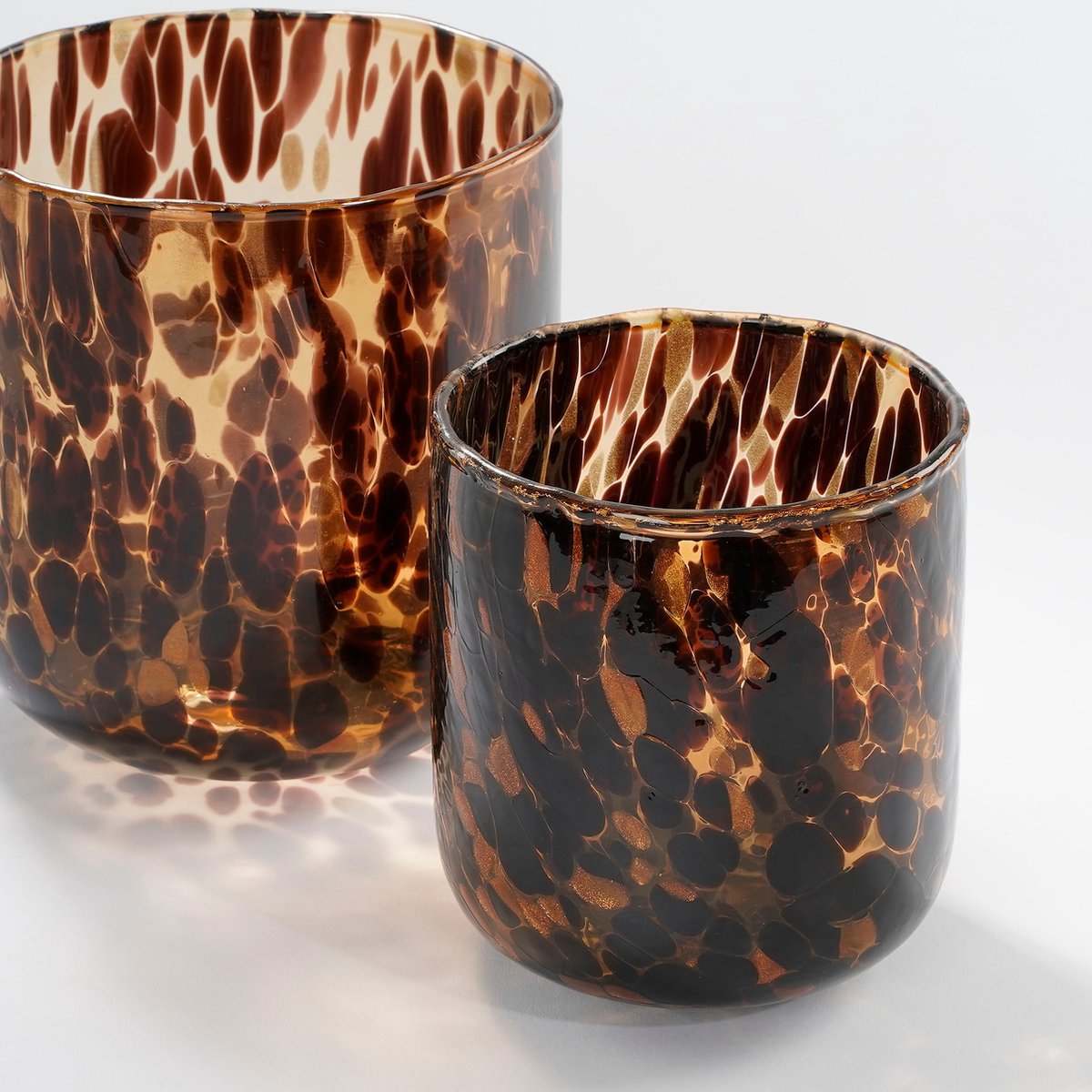 House of Seasons Theelichthouder  - H15 x Ø14 cm - Bruin Glas