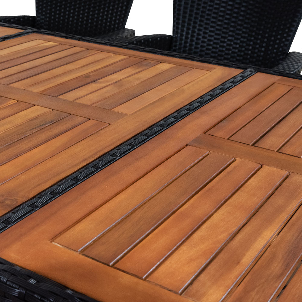 Casaria Polyrattan Tuinset - 8 Stoelen 1Tafel incl. Kussens - Zwart