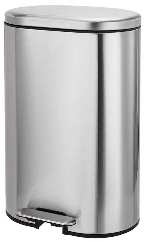 Bayt Prullenbak - Pedaalemmer 50 Liter - Prullenbak 50 Liter - Vuilnisbak 50 Liter - Prullenbak Afvalscheiding - Afvalbak- RVS - Zilver