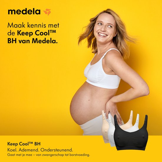 Medela Keep Cool bh - Naadloze voedingsbh - Zwangerschapsbh met 2 ademende zones - Soft Touchmateriaal - Zwart - Maat L