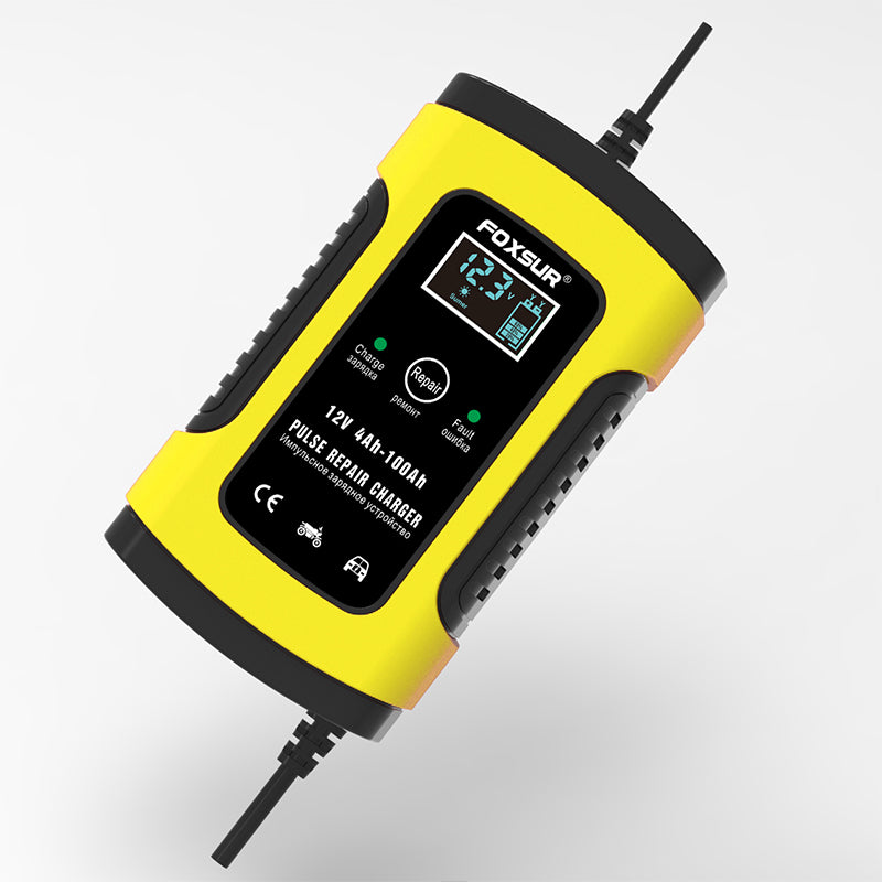 Foxsur Acculader 12V 5A - LCD Display - Pulse Repair - Motor en Auto
