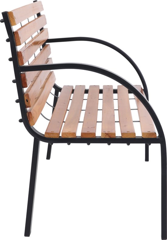 AXI Otis houten Tuinbank met matzwart stalen frame – Cederhout - 122x60x83 cm – Tweepersoonsbank voor buiten