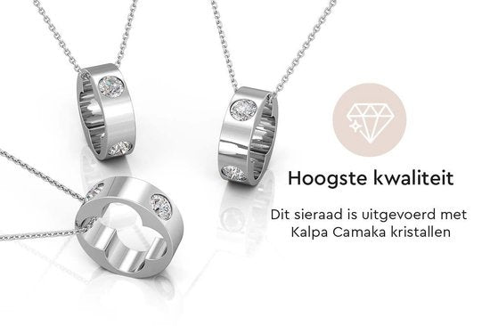 Yolora Dames Ketting met Hanger en Kalpa Camaka Kristallen - Zilver kleurig - 18K Witgoud Verguld - Cadeauverpakking - Moederdag Cadeautje