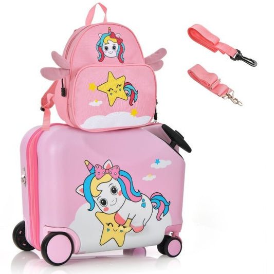 Coast Set van 2 Stuks Bagage voor Kinderen Koffer van 47 cm en Rugzak van 30 cm met Wieltjes en Waterdichte Harde Schaal Roze