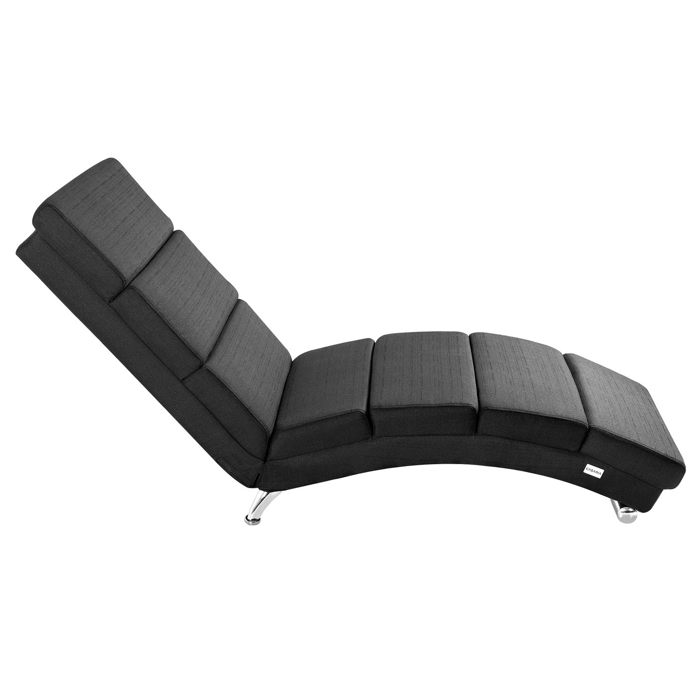 Casaria Relax Lounger, Ligstoel London, stof antraciet met verchroomde poten