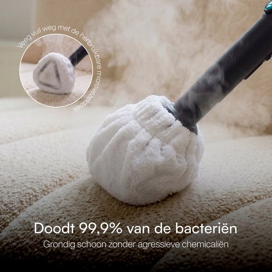 Samako Halo Stoomreiniger 1500W - Vloerreiniger met Instelbare Stoomstand - 15 Accessoires - 40min Stomen - Voegenreiniger voor Badkamer en Keuken - Blauw