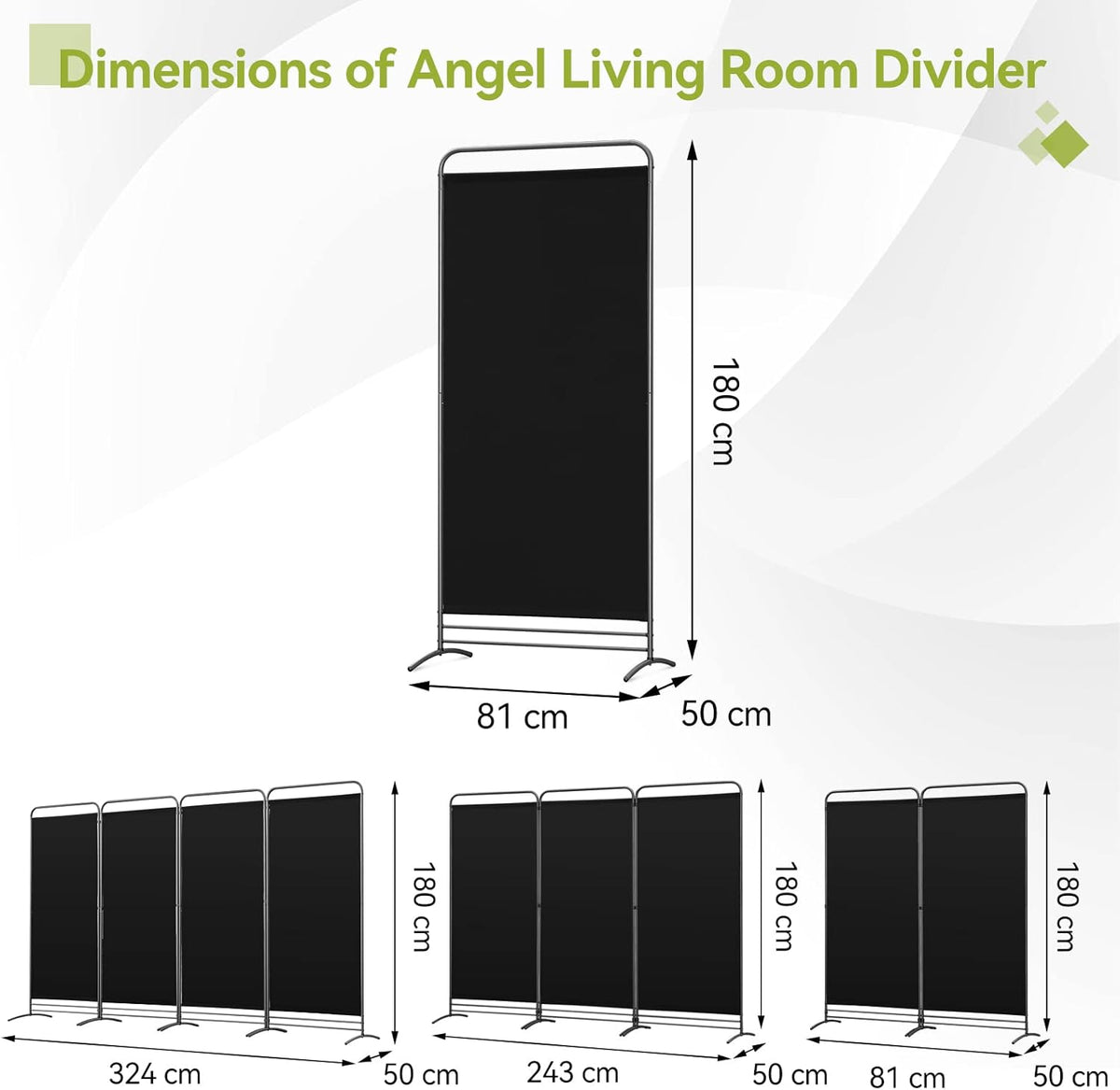 Angel Living Kamerscherm - 1 Paneel - 81 x 180 cm - Zwart