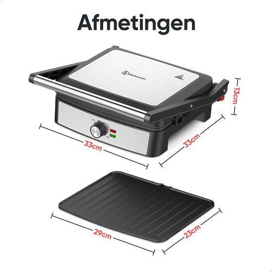 Kitchenwell Contactgrill - Grill apparaat - Tosti apparaat - Anti-aanbaklaag - 3-in-1 -180 °C grill