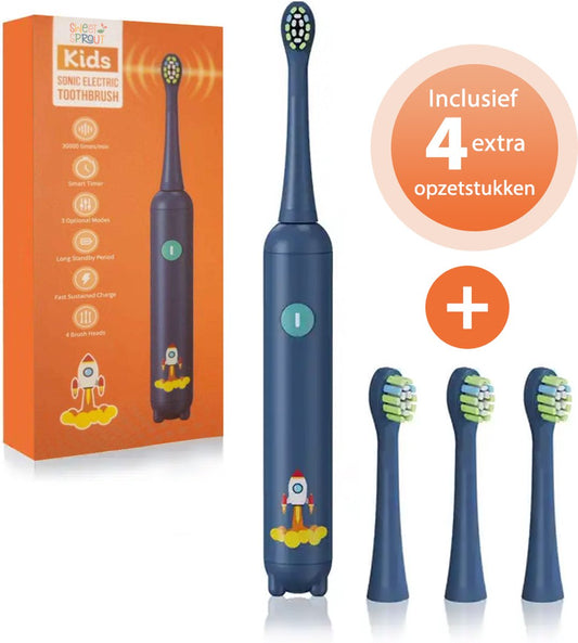 Sweet Sprout Sonische Elektrische Tandenborstel Kinderen - Baby en Peuter - Inclusief 3 opzetstukken en timer - 0 t/m 4 jaar