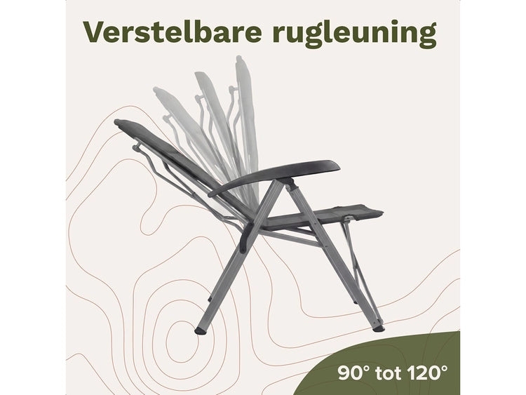 TRVLMORE Campingstoel - Luxe Soft -  Verstelbaar - Grijs
