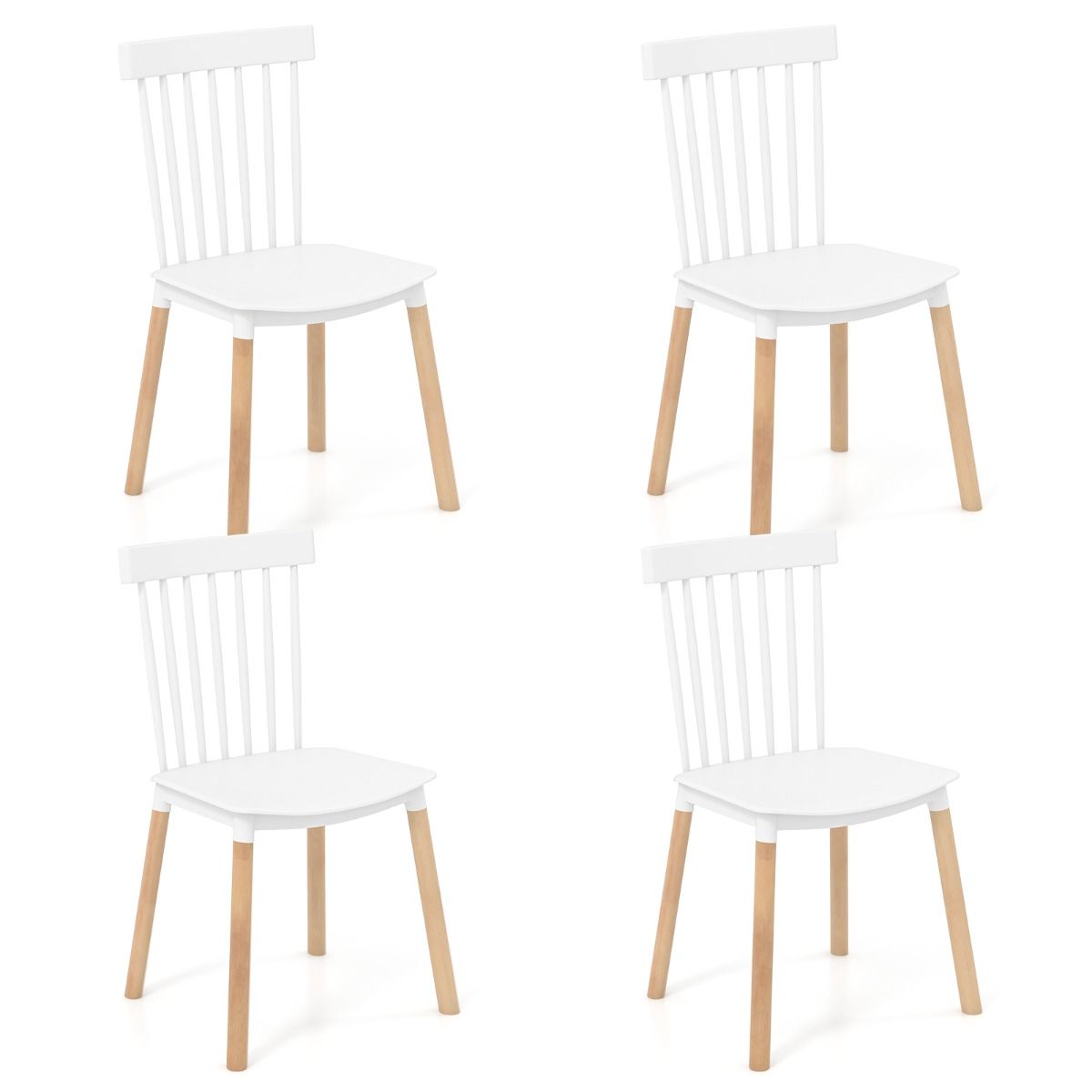 Coast Eetkamerstoelen set van 4 - massief houten poten - antislip voetkussens - zwart/wit