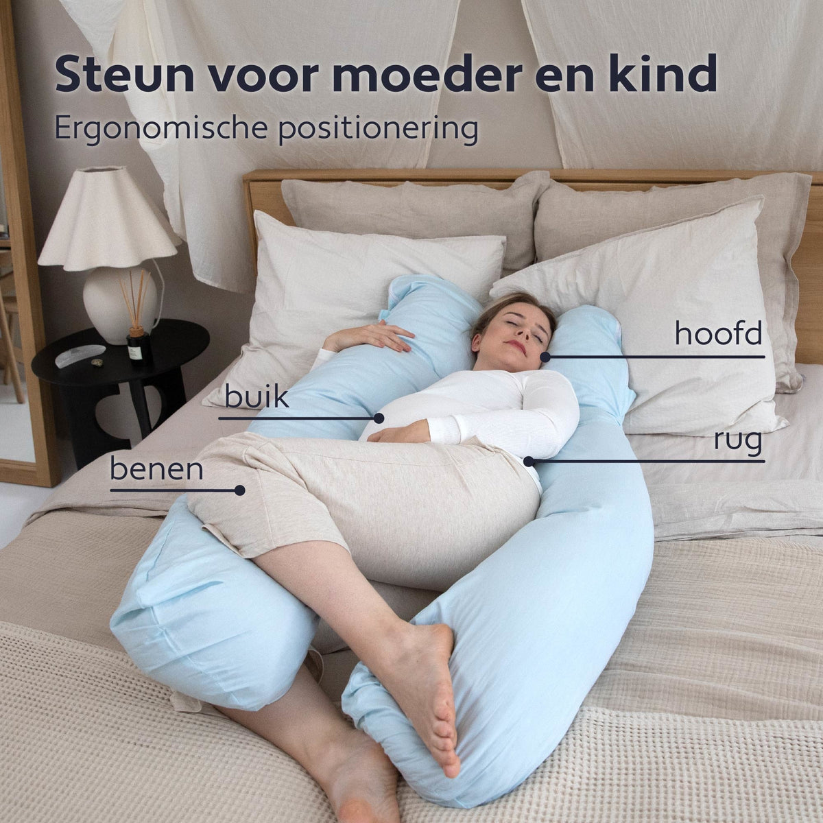 Litollo® Zwangerschapskussen XXL | Voedingskussen | Lichaamskussen| 280cm | Zachte fleece stof |Body pillow | Afneembare hoes | Grijs