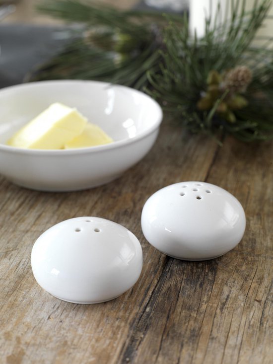 Kitchencraft  - Peper- En Zoutstel Mikasa - 11 x 5,5 x 3,5 cm - Porselein - Wit