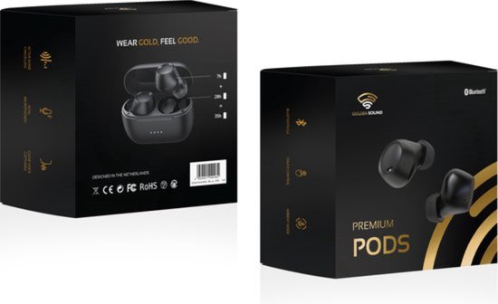 Draadloze Oordopjes met Noise Cancelling – 40u Batterij – Bluetooth Earbuds – Comfort Fit – Golden Sound Buds Pro