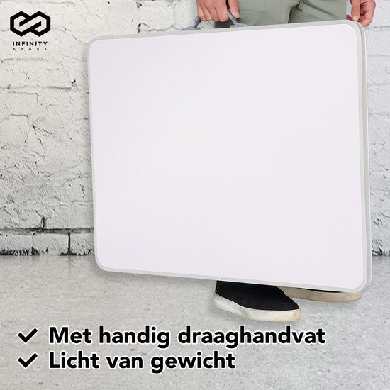 Infinity Goods Campingtafel - Inklapbaar - Tuintafel - 80x60x70 cm - Buiten/Binnen - Draaghandvat - Compact - Aluminium - Wit