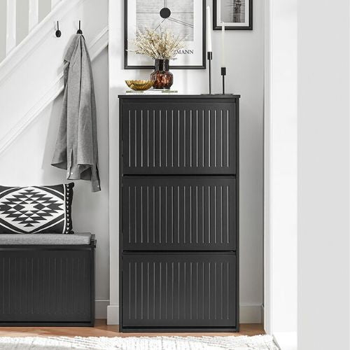 SoBuy Schoenenkast - 3 Kleppen - 61 x 26 x 120 cm - Zwart