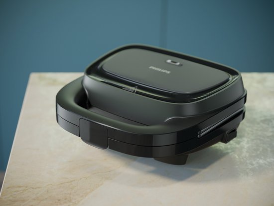 Philips Tosti Apparaat HD2330/90 - 750W - Antiaanbaklaag - Snoeropbergsysteem - Verticaal op te Bergen - Easy Lock Systeem - Zwart
