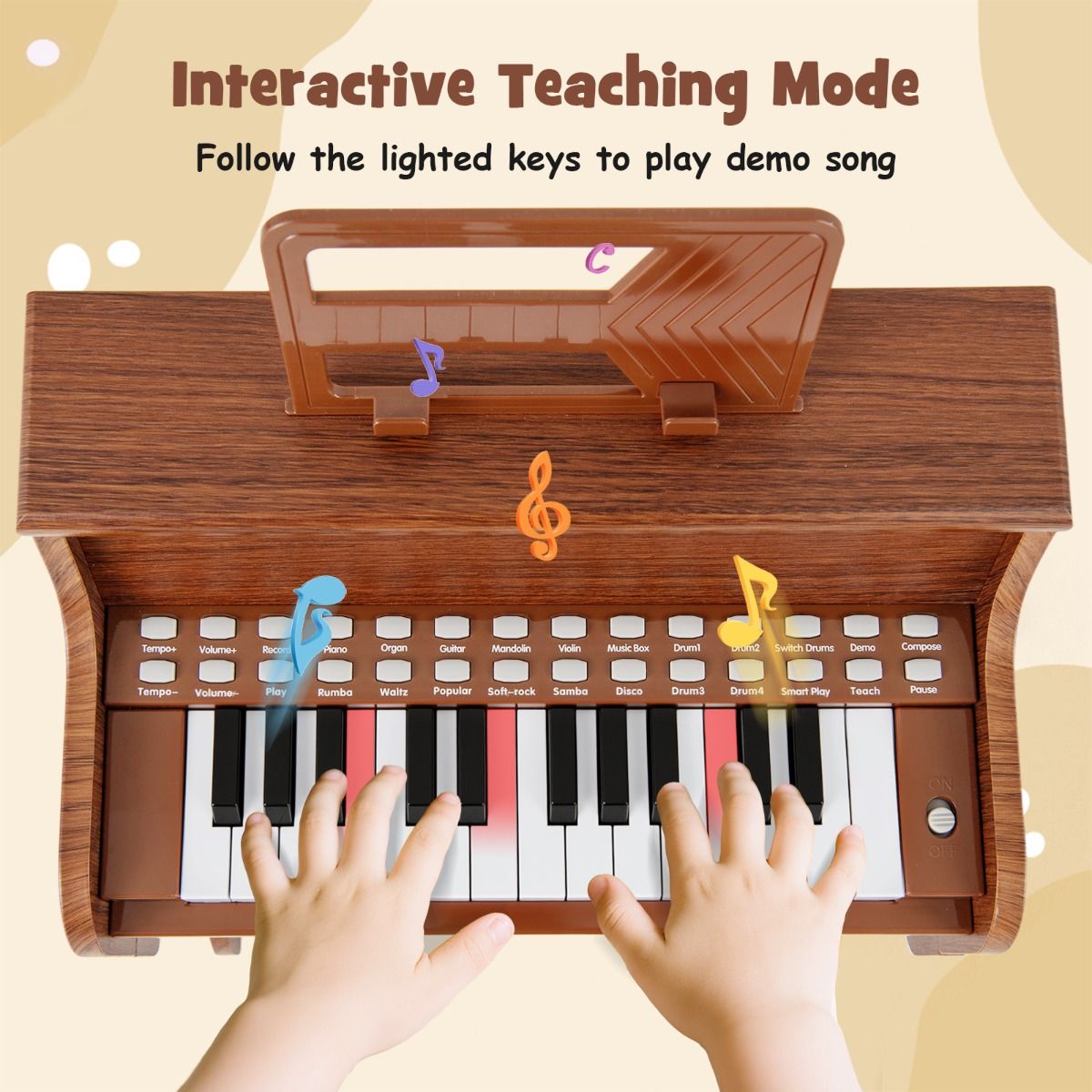 Coast Kinderpiano met 25 Toetsen - Elektronische Piano met Krukje - Lesmodus - Zwart