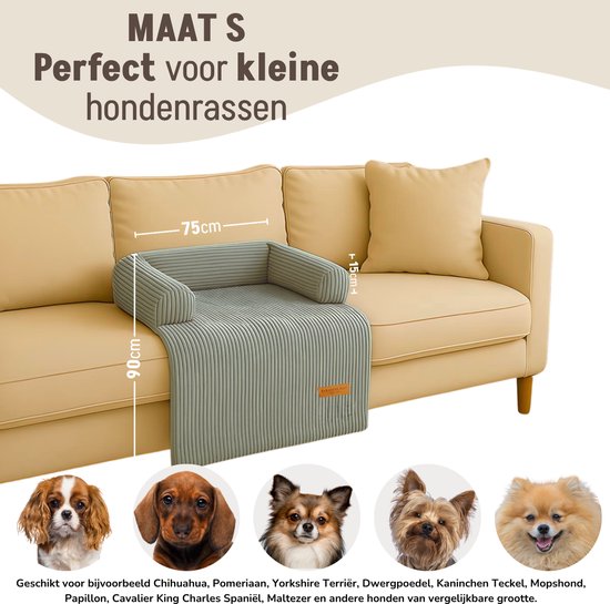 By Cee Cee Origineel Hondendeken Bank – Hondenkleed Bank - Hondenmand - Premium - Volledig Afritsbaar -Ribstof - Donkergrijs - 75x90 - Maat S