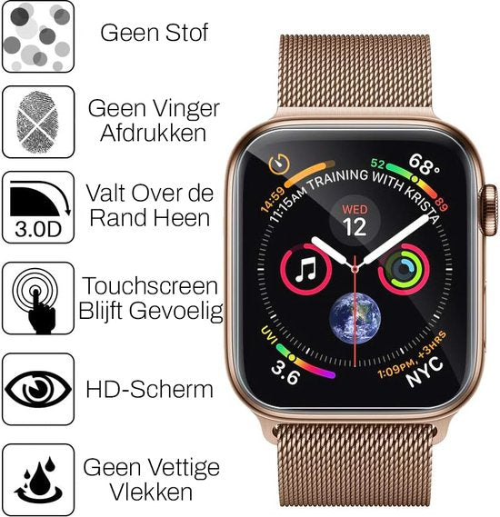 Screenprotector geschikt voor Apple Watch Series 4 / 5 / 6 / SE - 40 mm Screen Protector - Podec - 8 Stuks