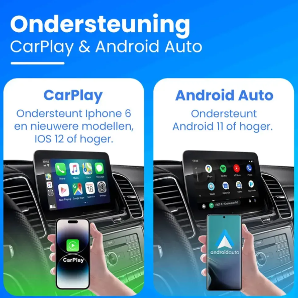 CarMe Luxe 2-in-1 Car Dongle - Draadloos CarPlay & Android Auto - 5GHz Verbinding - USB-C & USB-A - 2024 Model - Zwart