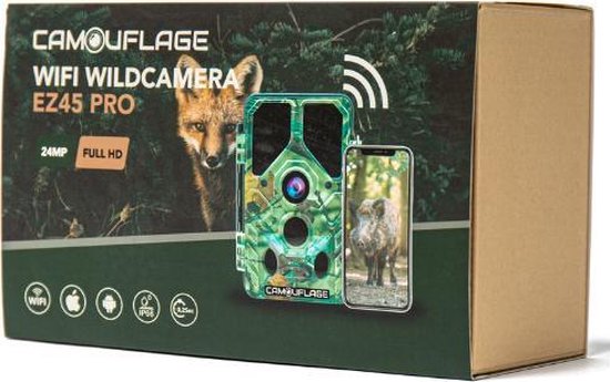 Camouflage EZ45 Wildcamera - Wildcamera Met Nachtzicht - Met WIFI - Tuin Observatie - 24MP