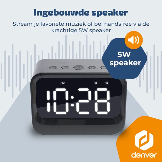 Denver Digitale Wekker - Bluetooth speaker - Dual alarm - LCD Display - EC54B - Zwart
