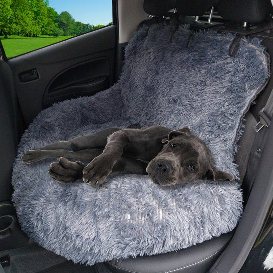 By Cee Cee Autostoel Hond Deluxe - Hondenmand Auto Met Veiligheidsriempje - Automand Hond - Hondenstoel - Autozitje - Donkergrijs - Maat L