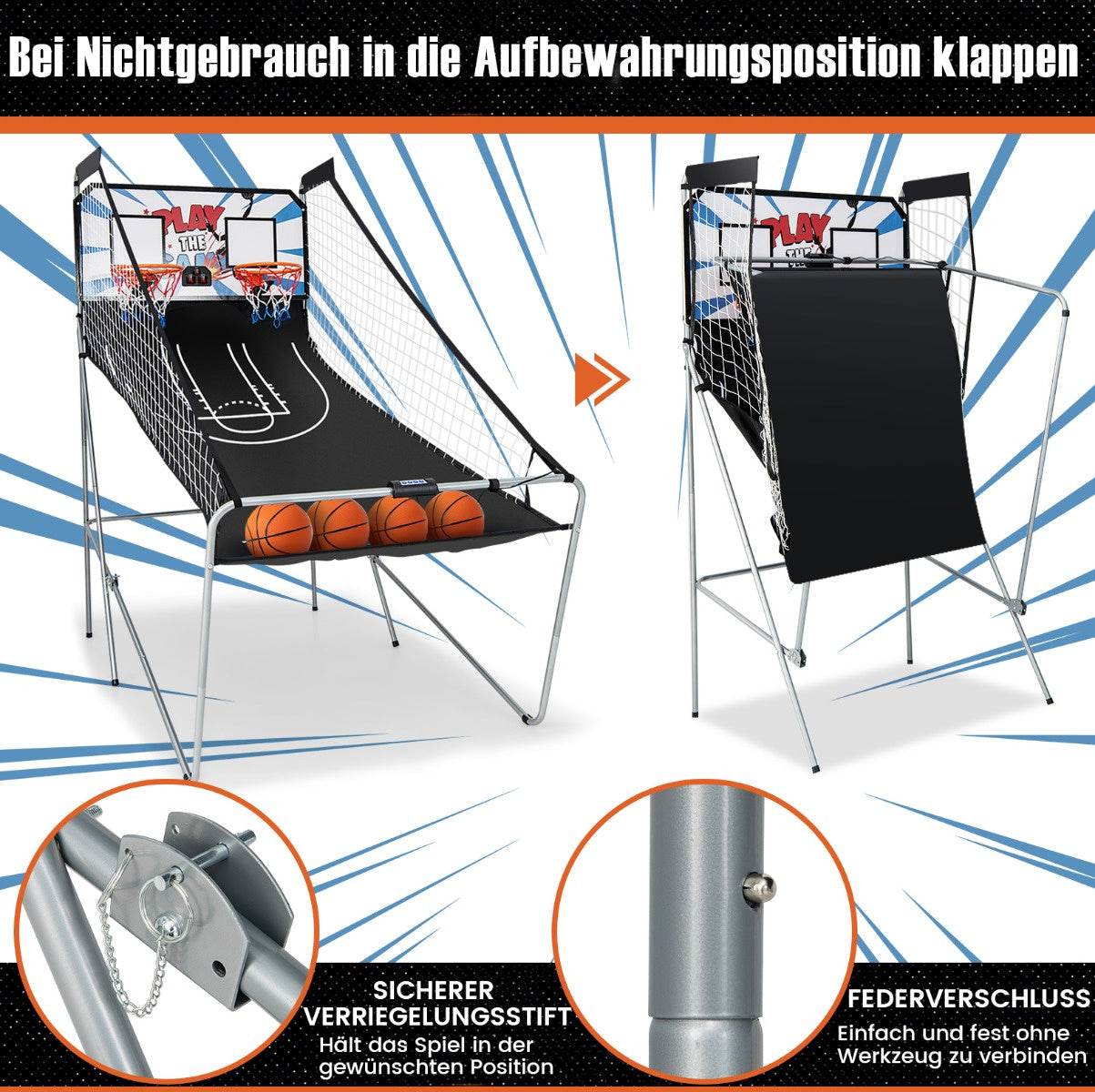Coast Opvouwbare Basketbalmachine - Met 2 Ringen - Wit