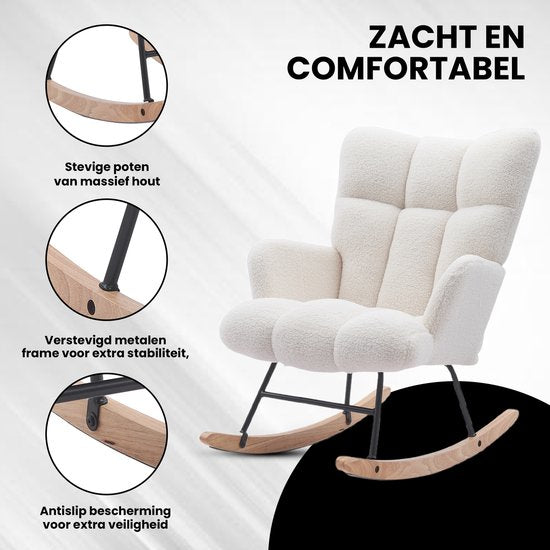 Bayt Schommelstoel - Fauteuil - Schommelstoel Babykamer - Relaxstoel - Wit