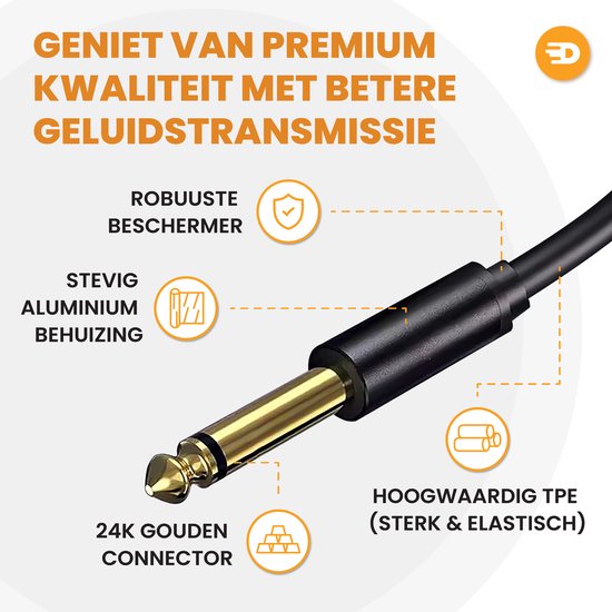 Drivv. Premium XLR Kabel - XLR Male naar 6.35 mm jack male - Stereo Jack - 5 meter