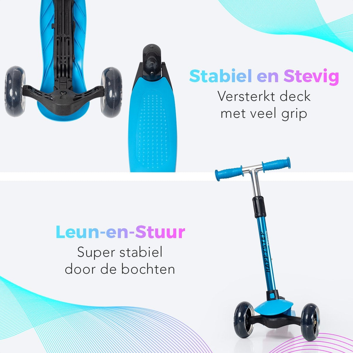 LifeGoods HappyStep - Kinderstep - Step 2-5 Jaar - 3 Lichtgevende Wielen - Jongens/Meisjes - Blauw