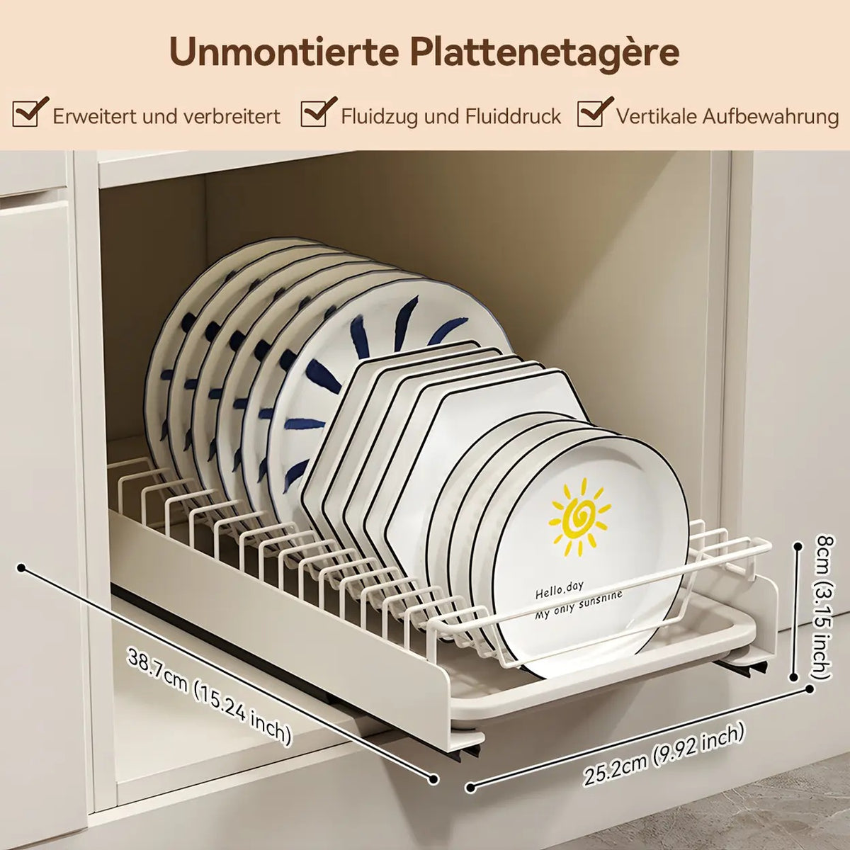 VIVREAL S3825W Uittrekbaar Afdruiprek met Lekbak - 39 x 25,2 x 8 cm