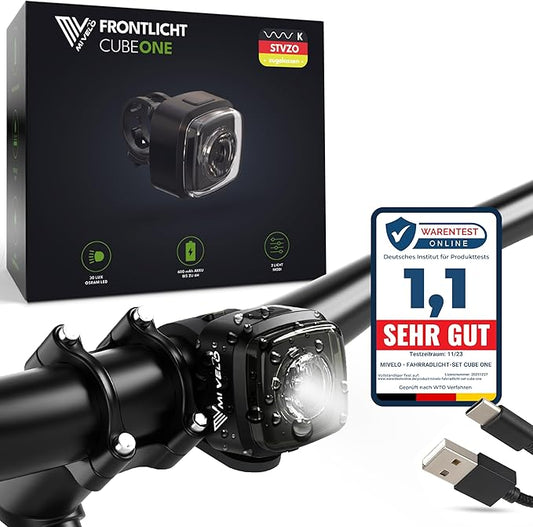 MIVELO Fietslamp – USB Oplaadbaar & 100% Waterdicht – IPX5 – Zwart