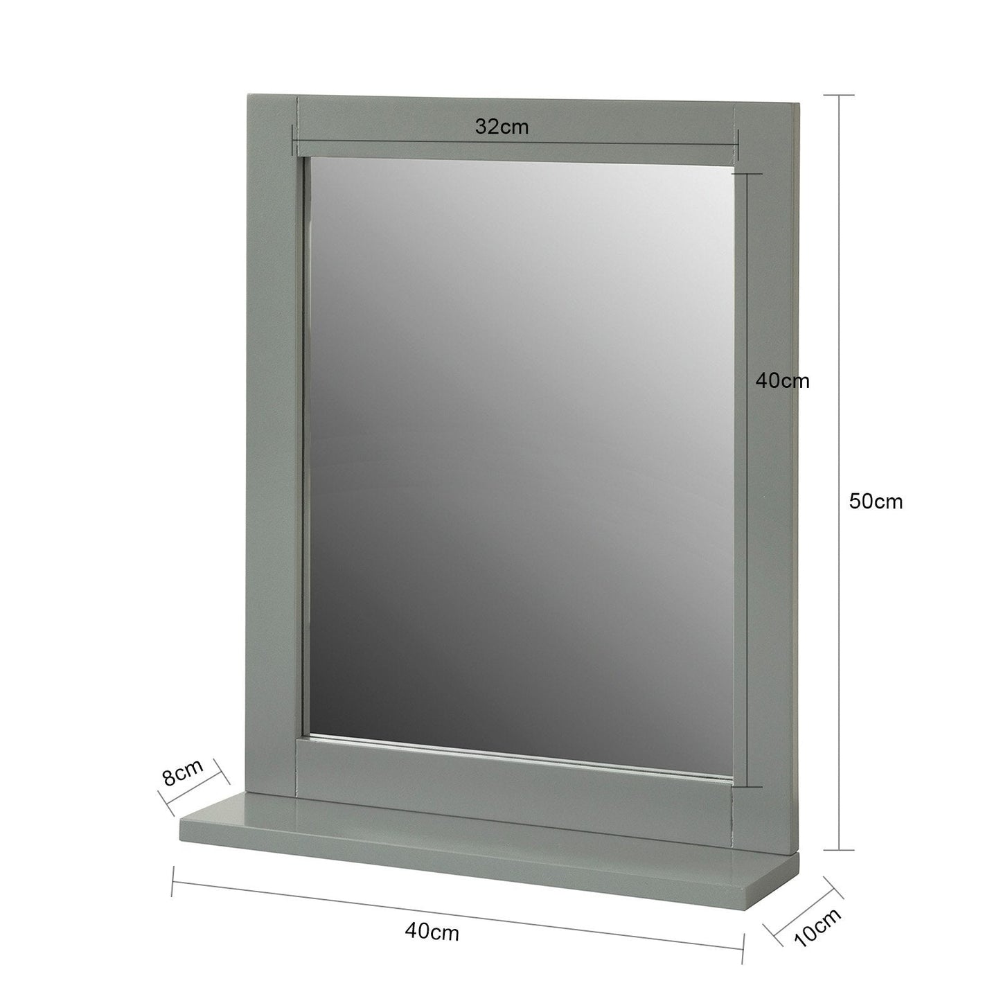 SoBuy Badkamerspiegel Met Plank - Donkergrijs - 40x50x10 cm