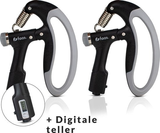 Verstelbare Handtrainer - Set van 2 - 10 tot 100 KG - Digitale Teller - Handknijper Fitness - Onderarm Grip Trainer - Zwart