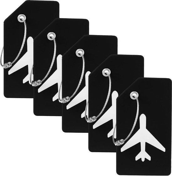 EverNeeds Bagagelabel - Siliconen - Zwart - 5 Stuks -