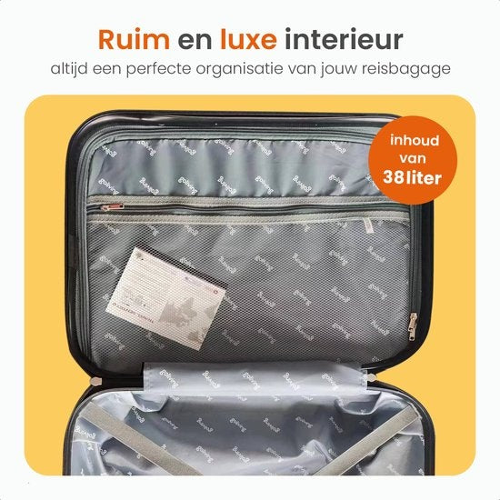 Goliving Handbagage Koffer met Wielen – 53 x 35 x 23 cm – Trolley – Lichtgewicht – TSA Slot – Gevoerde Binnenkant – 38 Liter – Zwart
