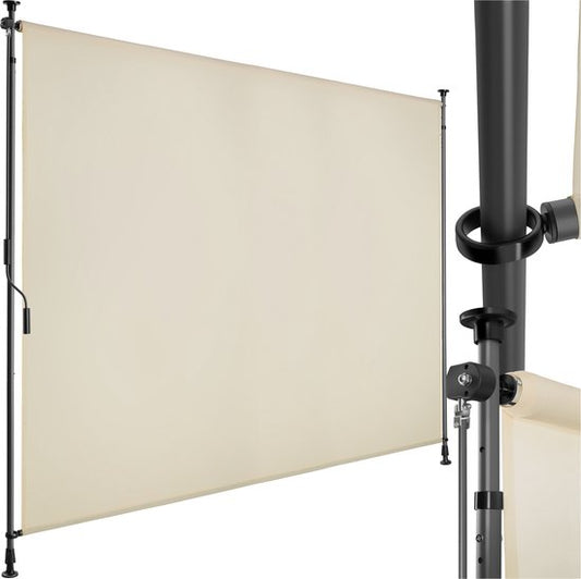 tectake® Klemluifel Taija met Handslinger - 200 x 310 cm - Zonwering - Verticaal Zonnescherm - Ondoorzichtig Rolgordijn Buiten - In Hoogte Verstelbare Luifel voor Terra en Tuin - Snel te Monteren Balkonscherm - Beige