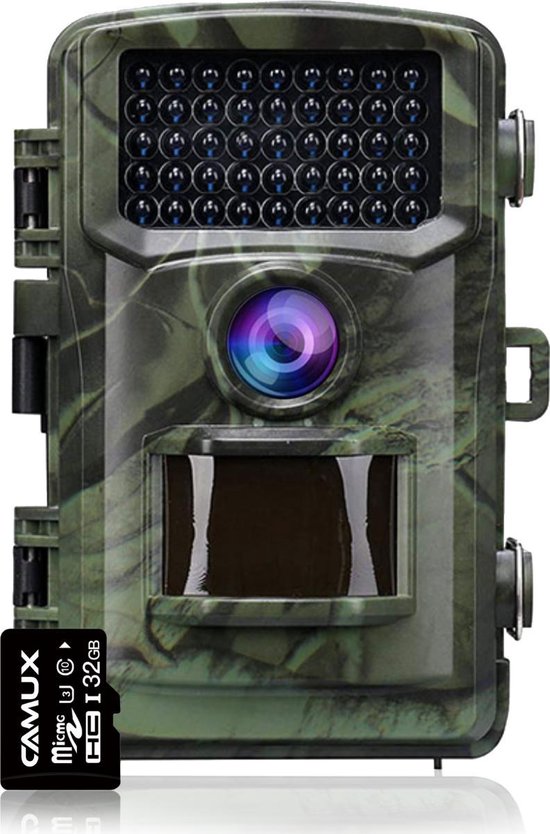 CAMUX Professionele Wildcamera 16MP - Nachtzicht - Incl. 32GB SD Kaart - Groen