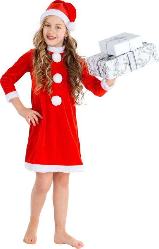 Dressforfun Meisjeskostuum kerstelf 152 (12-14y) - verkleedkleding kostuum halloween verkleden feestkleding carnavalskleding carnaval feestkledij partykleding - 300289